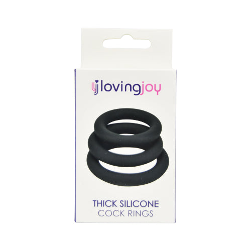 Loving Joy Thick Silicone Cock Rings 3 Pack Grey