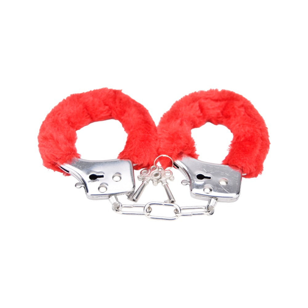 Bound to Play. Heavy Duty Furry Handcuffs Red