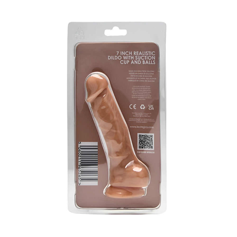 Loving Joy 7 Inch Realistic Silicone Dildo with Suction Cup and Balls Vanilla
