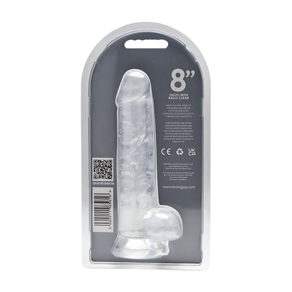 Loving Joy 8 Inch Dildo with Balls Clear