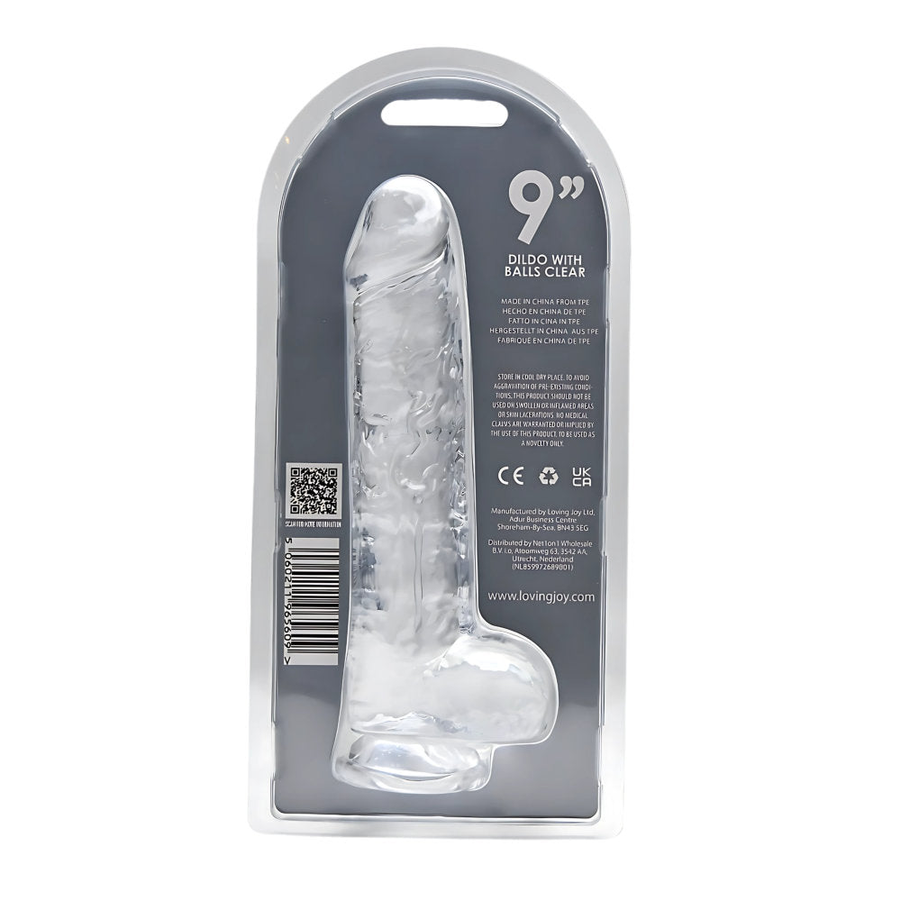 Loving Joy 9 Inch Dildo with Balls Clear