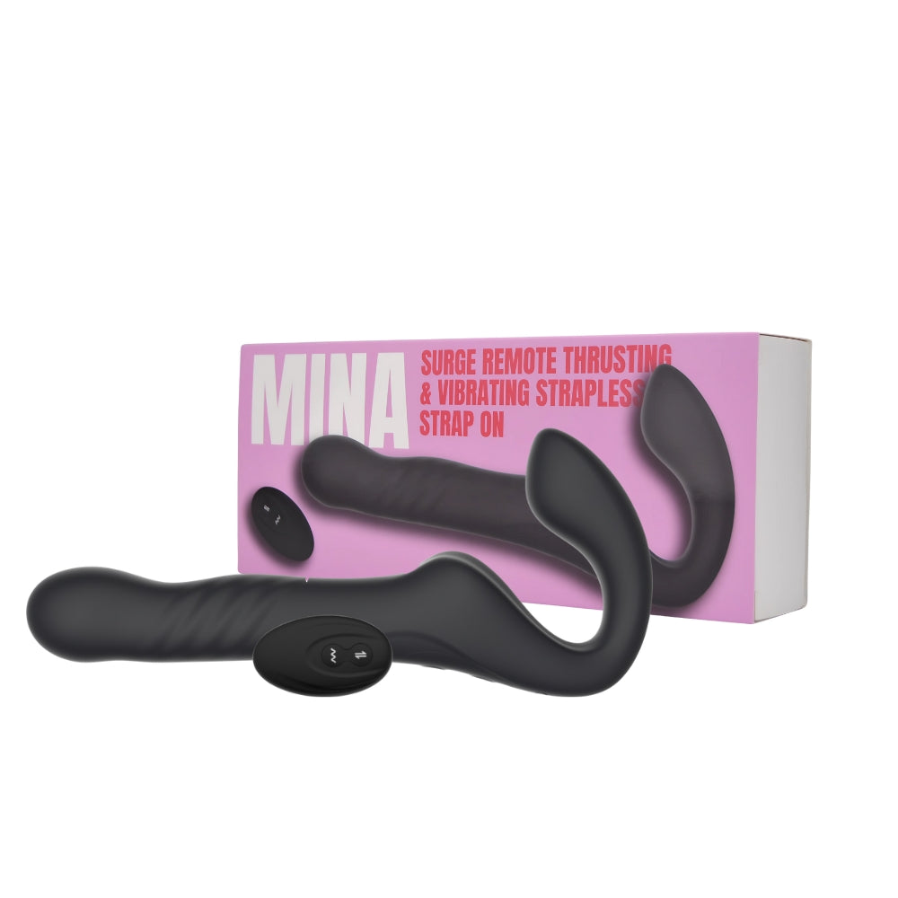 Mina Surge Remote Thrusting & Vibrating Strapless Strap On