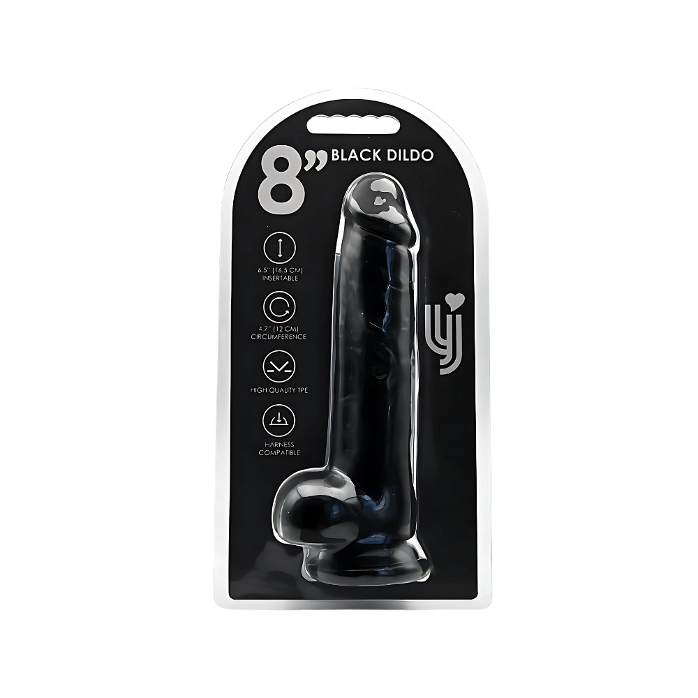 Loving Joy 8 Inch Dildo with Balls Black