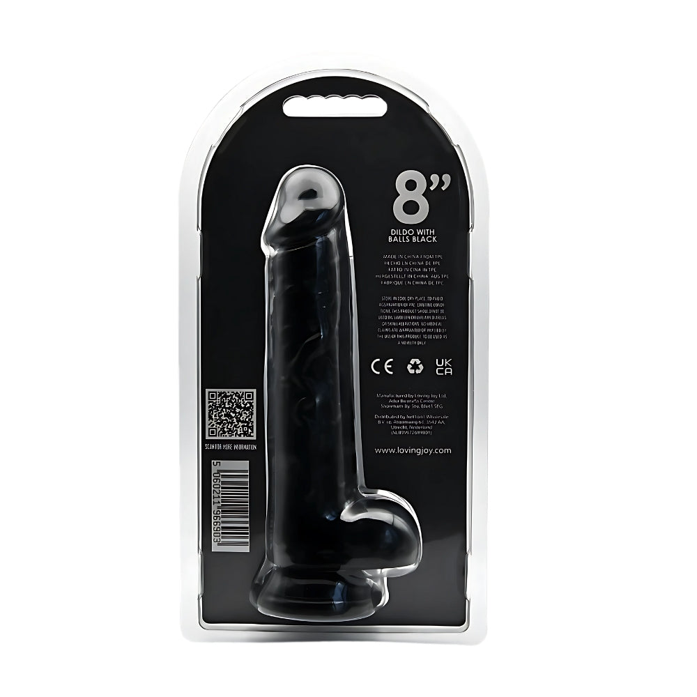 Loving Joy 8 Inch Dildo with Balls Black