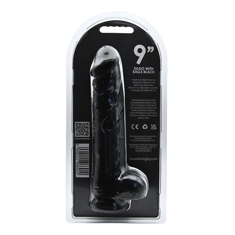 Loving Joy 9 Inch Dildo with Balls Black