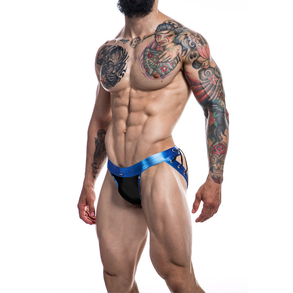 C4M Desire Jockstrap Blue Leatherette