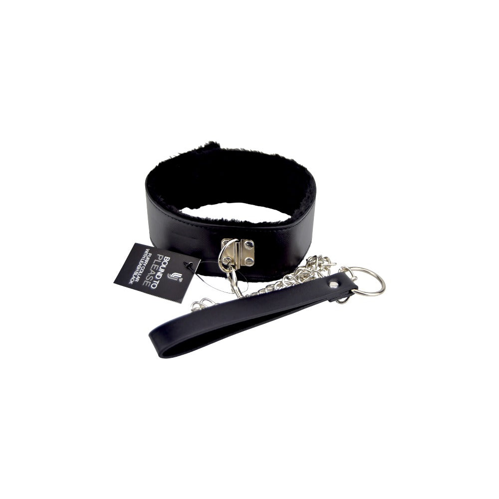 Bound to Please Furry Collar with Leash Black