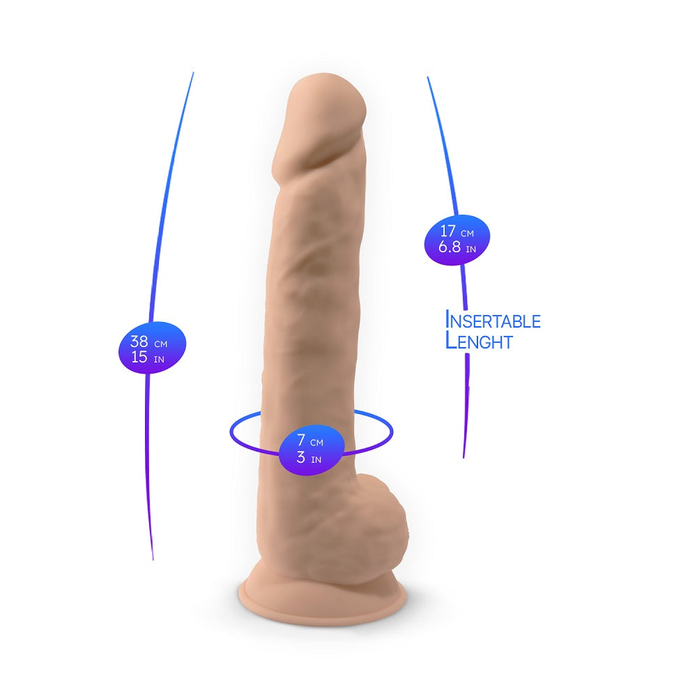 SilexD 15 inch Realistic Silicone Dual Density Dildo with Suction Cup with Balls