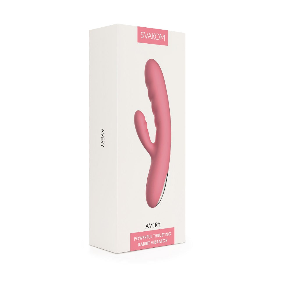 Svakom Avery Thrusting Vibrator with Clitoral Stimulator Pink