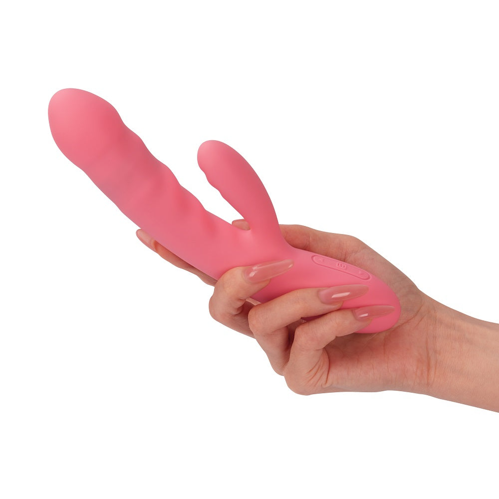 Svakom Avery Thrusting Vibrator with Clitoral Stimulator Pink