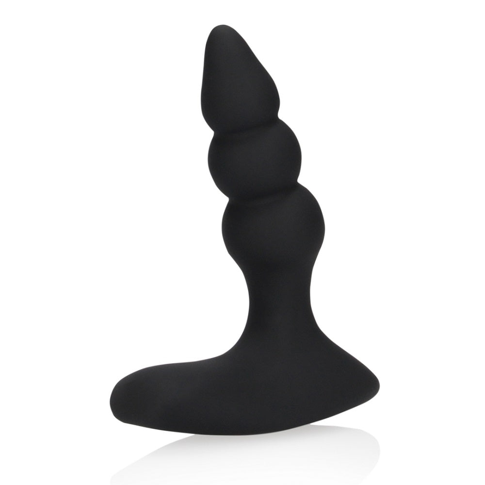 Beaded Vibrating Anal Plug with Remote Control Black