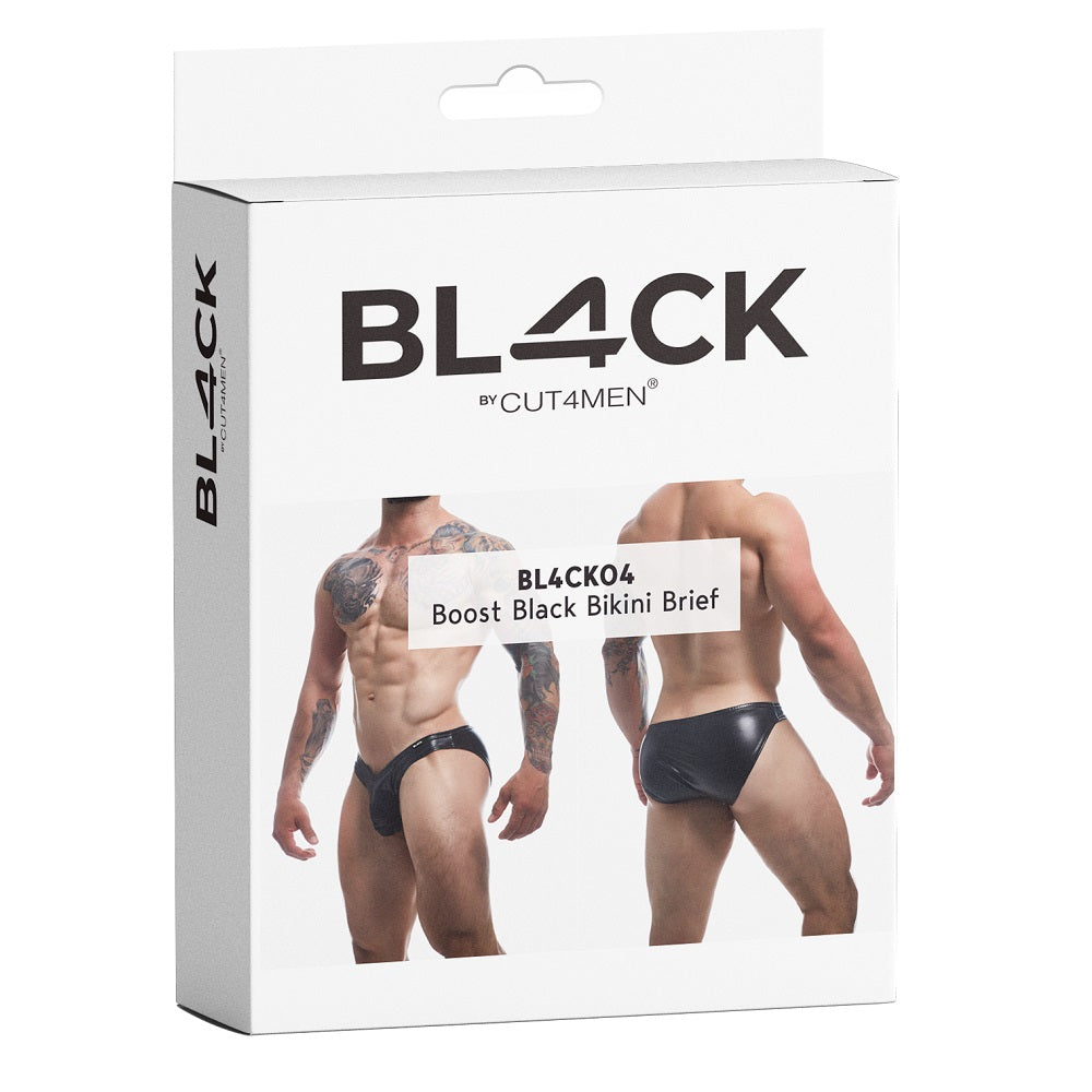 C4M Boost Black Leatherette Bikini Brief