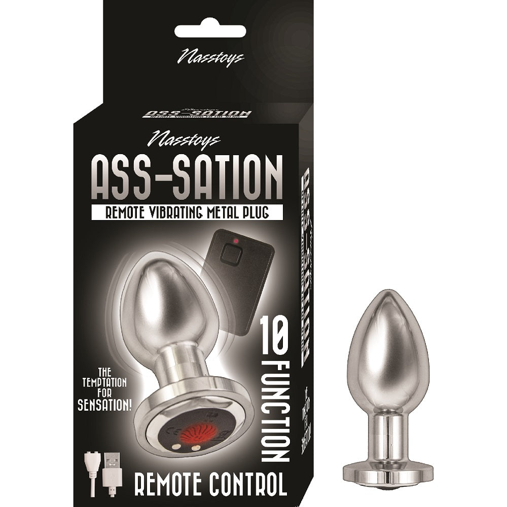 Ass-Sation Remote Controlled Vibrating Metal Butt Plug Silver